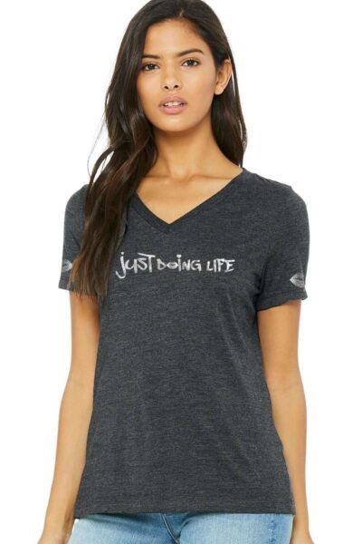 just doing life silver lips tshirt - front