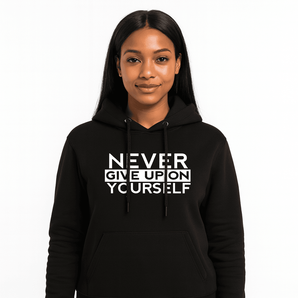 Never Give Up On Yourself Design 120 Black Hoodie