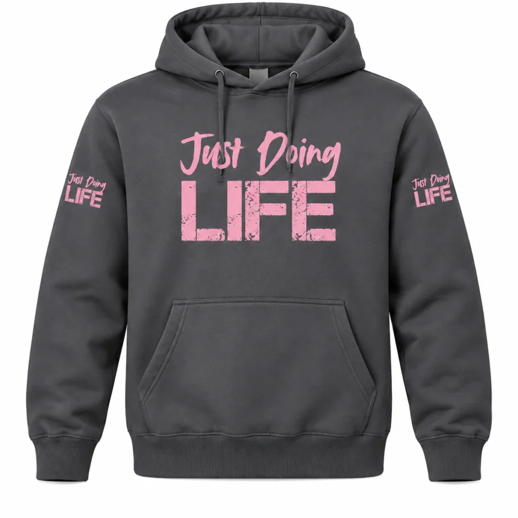 The Road Ahead Hoodie – Pink on Charcoal